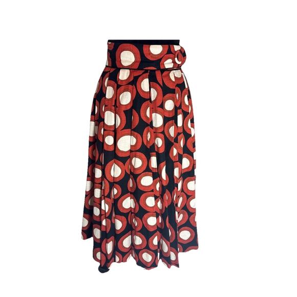 H&M Tribute to Marimenko Full Pleated Skirt Sz 4 Geometric Black Orange Ivory - Picture 2 of 16